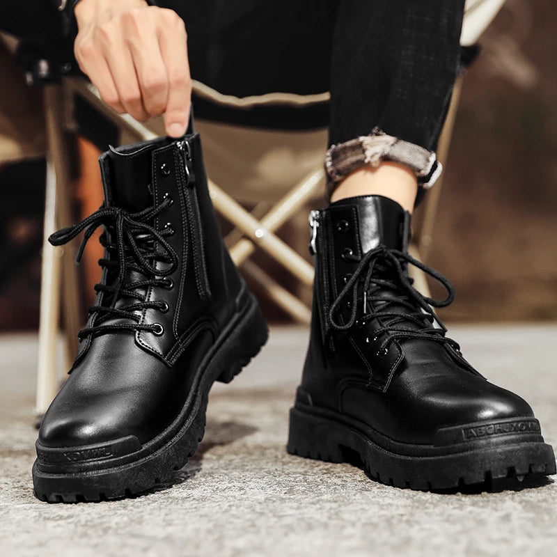 2024 new all-match military boots Snow fashion autumn new men's boots work boots outdoor boots  platform boots  men boots boots
