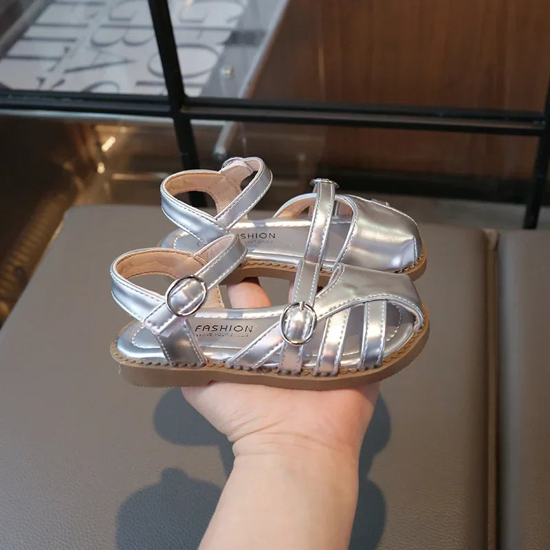 Girls School Sandals Summer New Kids Causal Gladiator Sandals Toes-covered Children Fashion Woven Flat Sandals Trend Soft Bottom