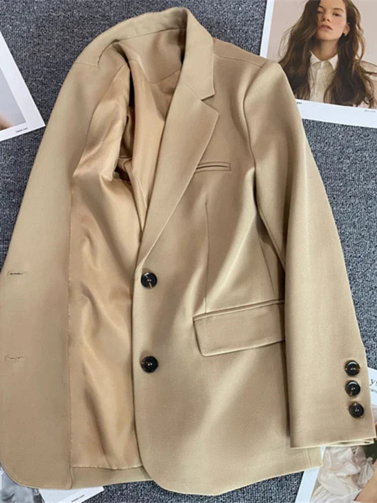 Blazer for Women 2025 Spring Autumn New Elegant Long Sleeve Office Blazer Coats Korean Fashion Casual Loose Appear Thin Blazers