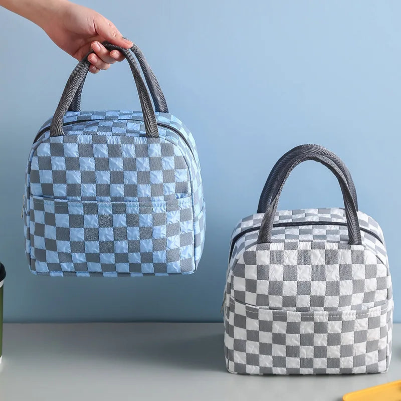 Thermal Lunch Dinner Bag Canvas Handbag Picnic Cooler Bag Travel Breakfast Box for Work Student Convenient Lunch Tote Food Bag