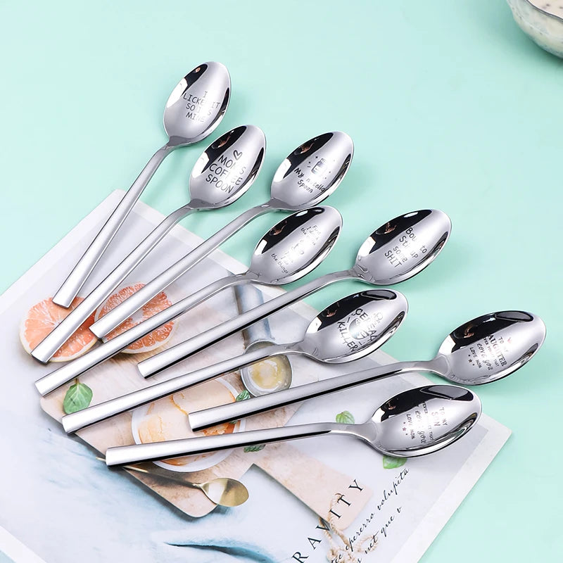1Piece Tableware Spoon Stainless Steel Spoon Christmas Coffee Spoon High Quality Dessert Tea Ice Cream Fruit Spoon Tablewre