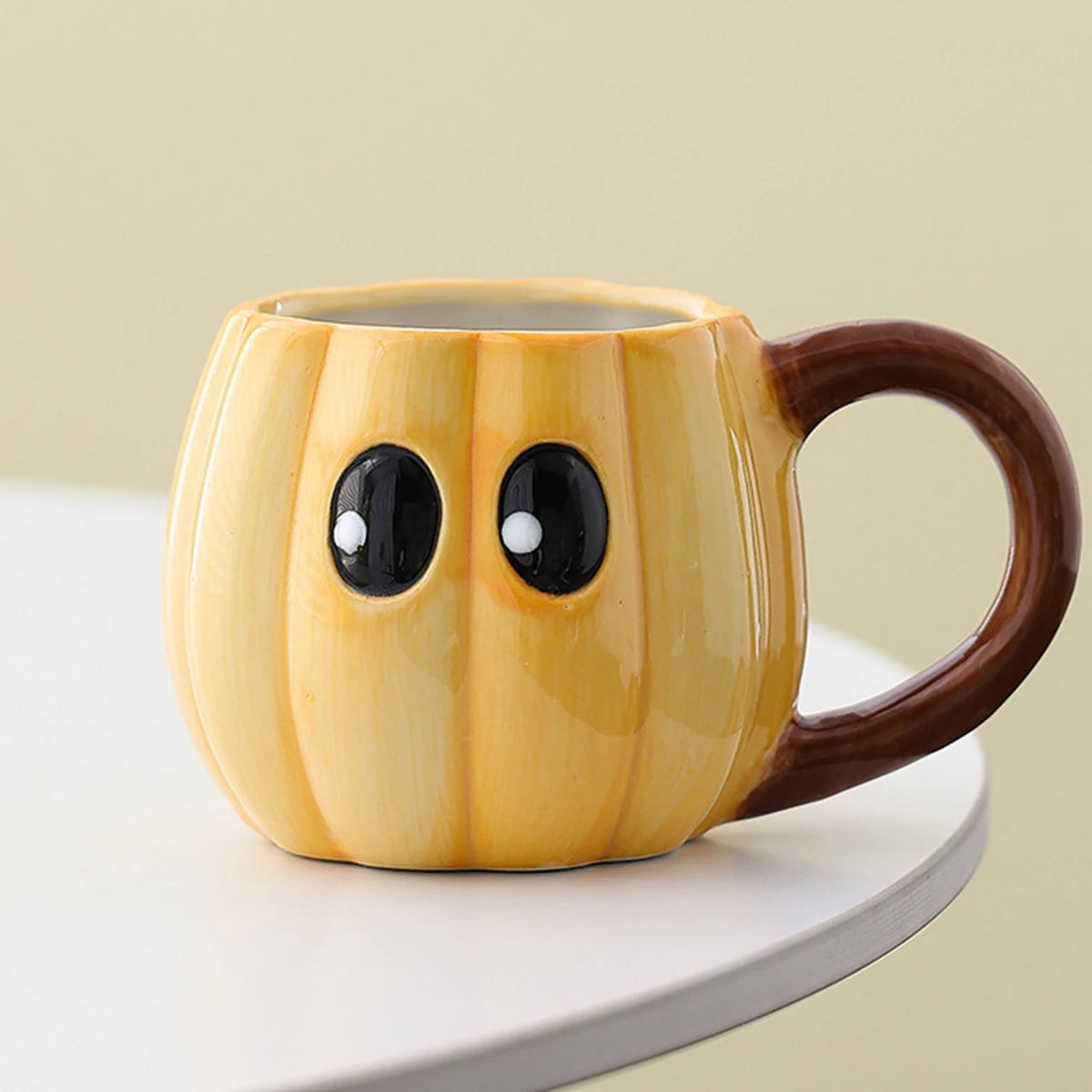 Cute Ghost Pumpkin Halloween Ceramic Mug   Reusable Spooky Coffee Cup with Handle, Halloween Party Gift