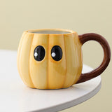 Cute Ghost Pumpkin Halloween Ceramic Mug   Reusable Spooky Coffee Cup with Handle, Halloween Party Gift