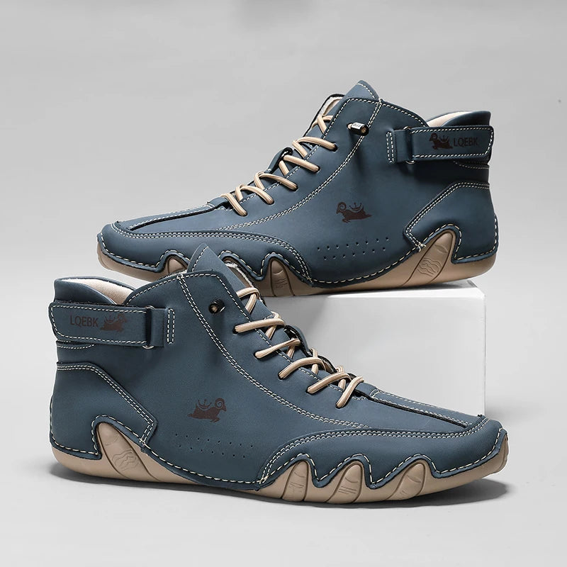 Boots for Men Casual High Top Sneakers Soft Sole Fashion Mens Slip-On Leather Driving Walking Shoes Comfort Luxury Ankle Boots