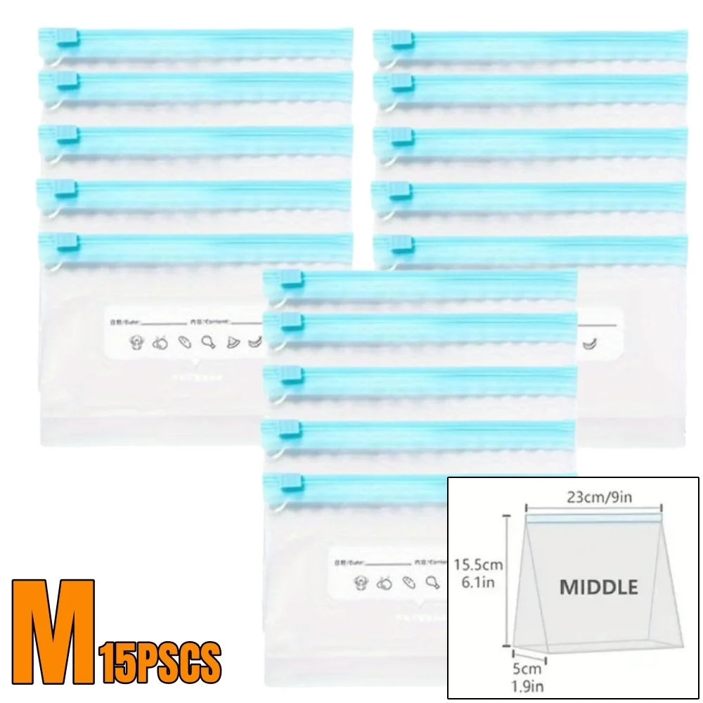 Zipper seal bag; Reusable fridge bag with zipper lock; Food storage bag for preservation and sealing; Kitchen storage bag