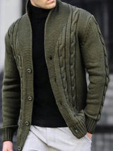 Men's Casual V-Neck Button-Up Cardigan Solid Color Knit Sweater for Fall Winter Machine Washable knitwear coat mens sweater