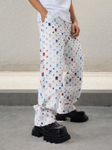 Straight Leg Streetwear White Baggy Jeans for Men Loose Fit Denim Pants Mid Waist Trousers