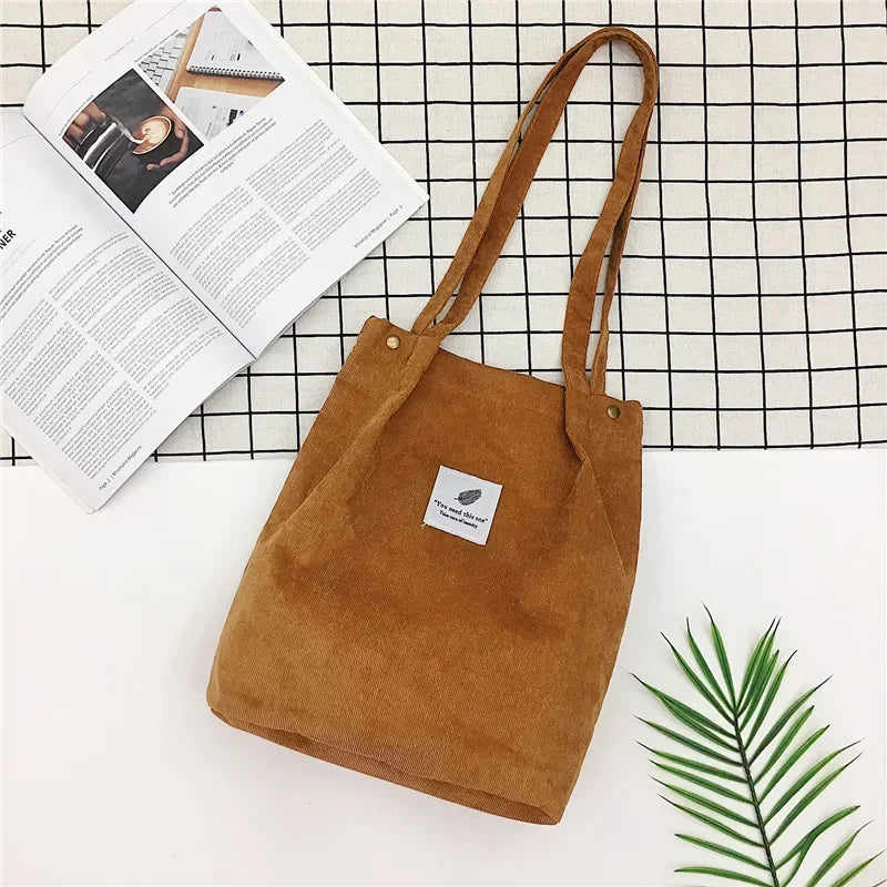 Bags for Women 2021 Corduroy Shoulder Bag Reusable Shopping Bags Casual Tote Female Handbag for A Certain Number of Dropshipping