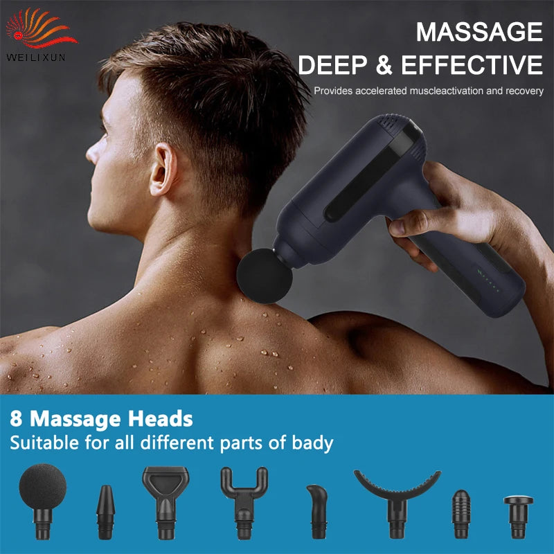 Massage Gun 8Massage Heads 1500mAh 8H Fascial Massage Gun Deep Tissue Muscle Relaxation Fitness Tool For Shoulder Massager Body