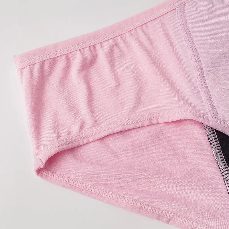 Women's Menstrual Panties Pink Girls' Physiological Hygiene Underwear 4 Layers Heavy Duty Absorbent Leak Proof Underwear