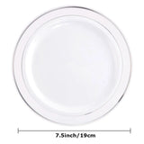25/10PCS Silver Plastic Plates-Disposable Plastic Plates with Silver Rim- Wedding Party Plates Dinner Plates /Salad Plates