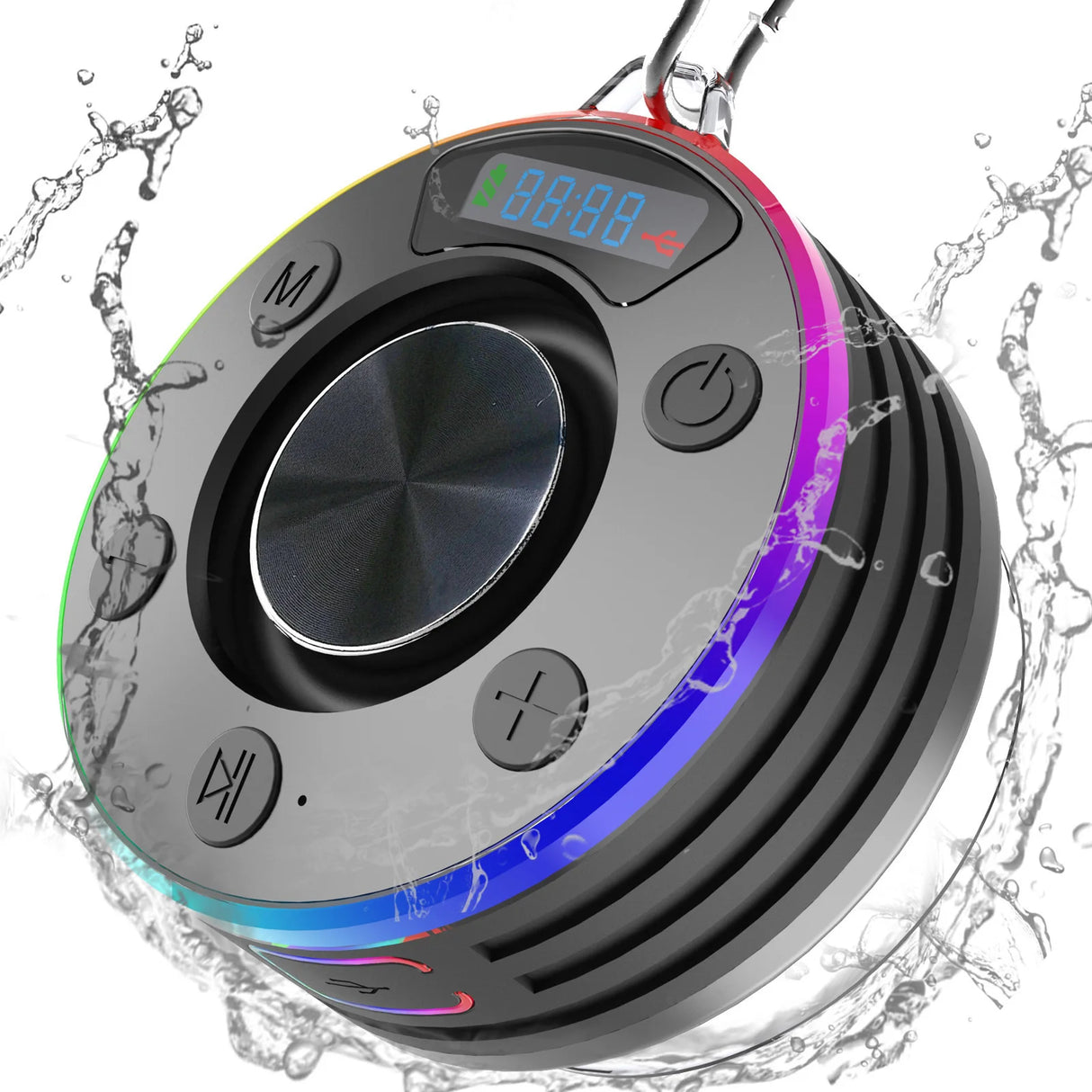 Portable Waterproof Bluetooth Shower Speaker with Suction Cup  IPX7 Waterproof Stereo Subwoofer FM Radio for Bathroom Party