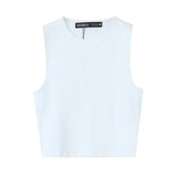 TFMLN Summer Sleeveless Tops For Women Casual Crop Tops Basic Vest O-neck OL Slim Sleeveless Solid T Shirts 2025 Fashion New