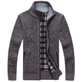 New Autumn and Winter Cardigan Sweater for Men, Warm Thick Loose Casual Stand Up Collar Knitted Zipper Cardigan