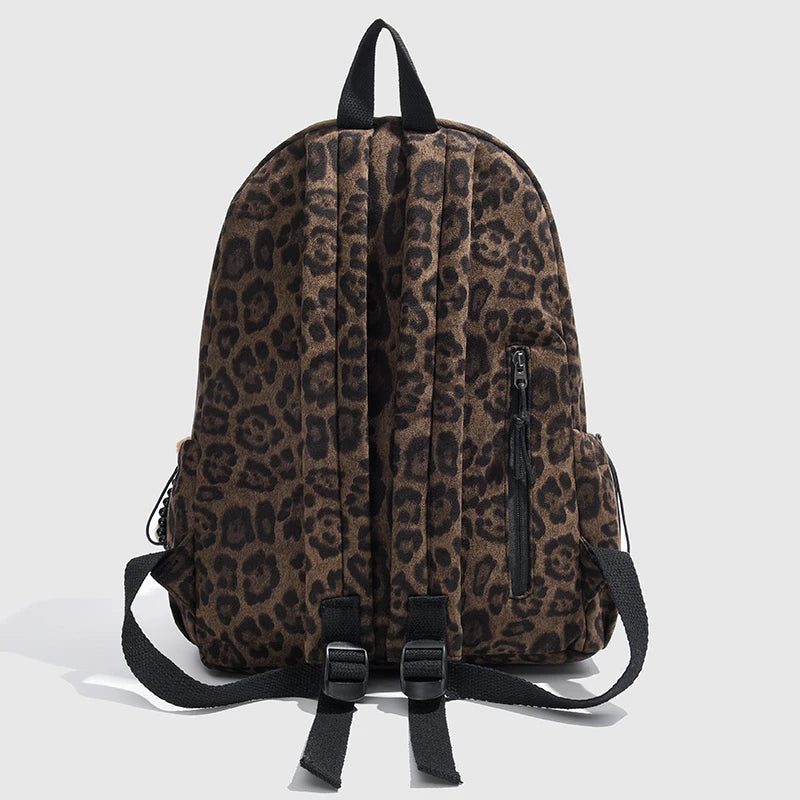 Leopard print Woman Backpack School Book Bags For Teenage Girls Boys Harajuku Female College Bag Student Lady leisure BagPack