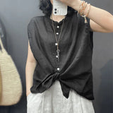 Sleeveless Blouse for Women New Summer Style Round Neck Design Fashionable Loose Thin Top