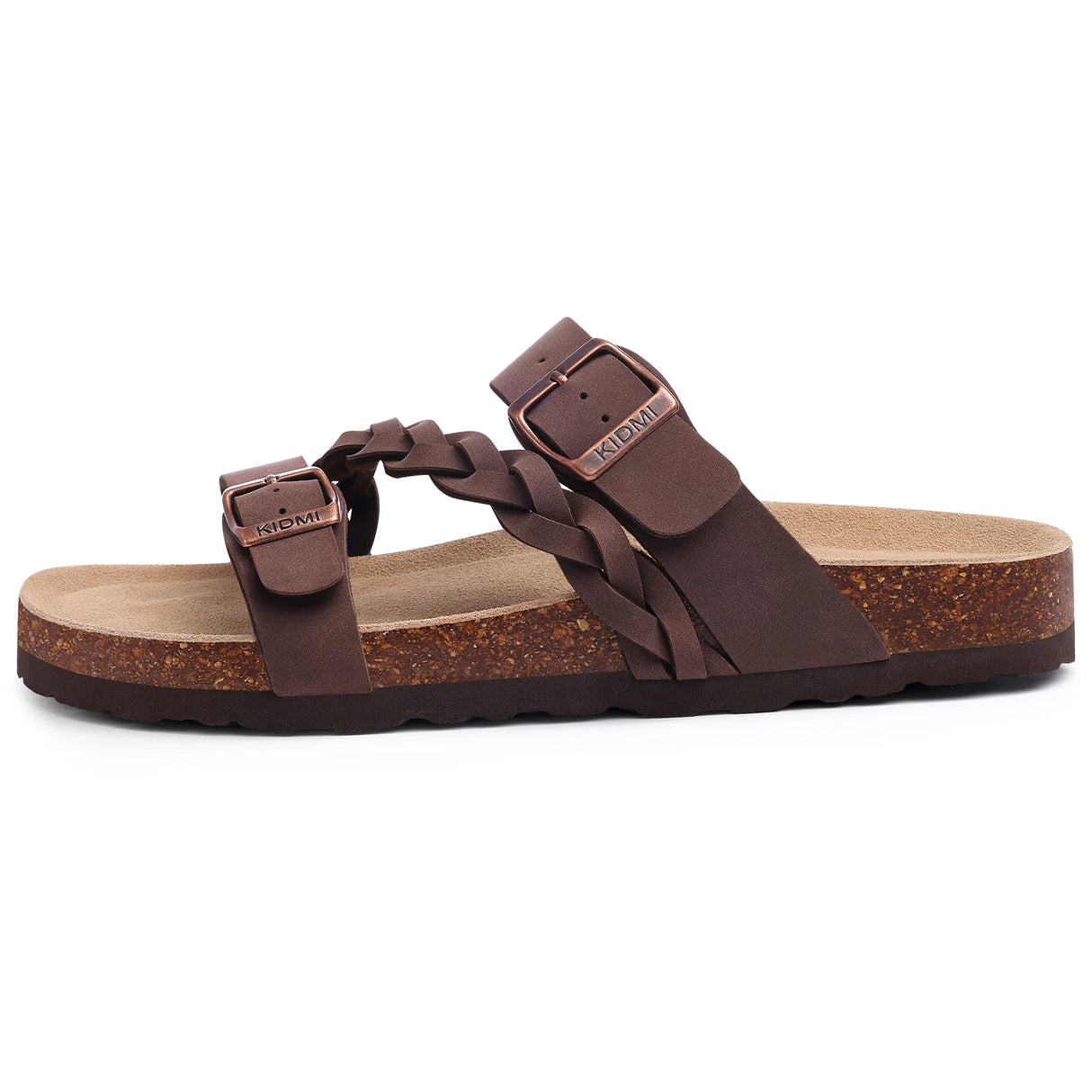KIDMI Fashion Women's Cork  Sandals Summer Sandals Women Outdoor Nonslip Slip-On Slide Sandals With Adjustable Buckle Sandals