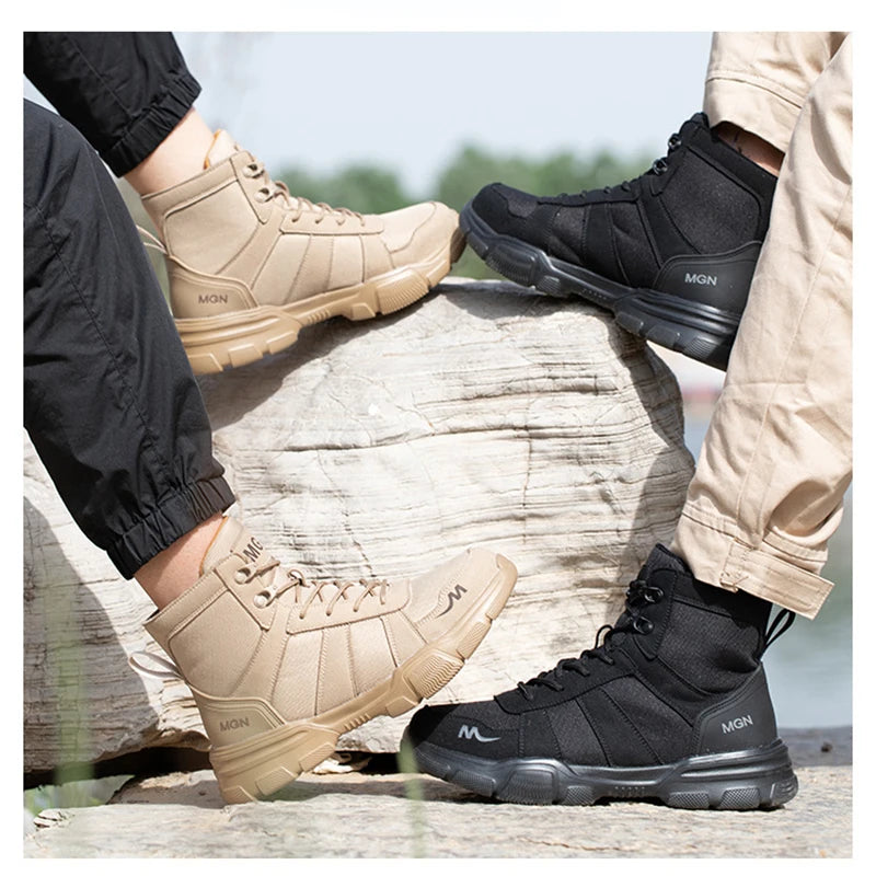 Indestructible Men Work Safety Boots Outdoor Military Boots Anti-smash Anti-puncture Industrial Shoes Men Boots Desert Boots