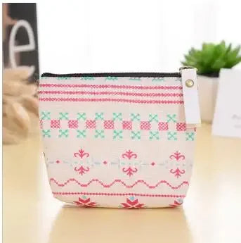 Women Canvas Coin Purse Card Key Mini Purses Pouch Girl Kid Children Cute Small Zipper Coin Purse Card Holder Wallet Storage Bag