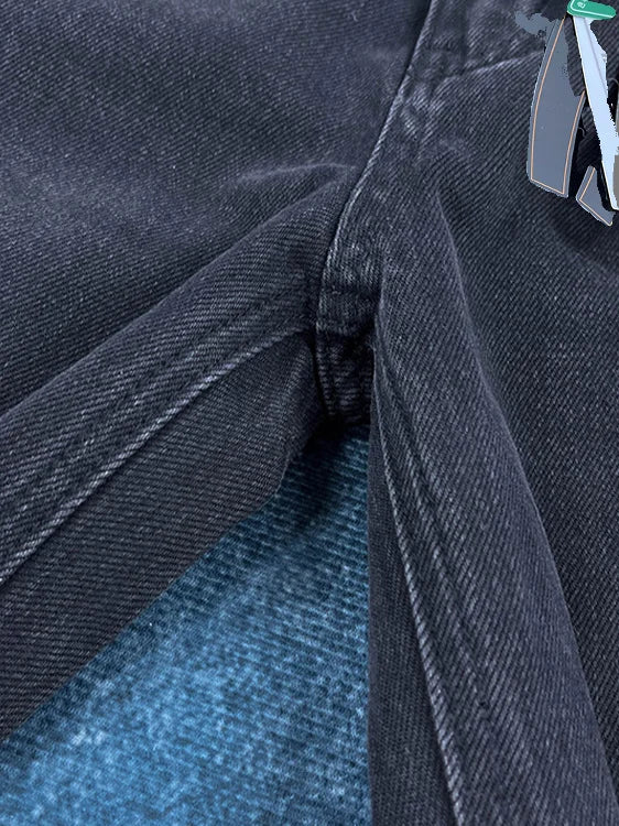 90% Cotton Black Jeans for Men Straight-leg Denim Pants Japanese Washed Retro Loose-fit Spring and Fall Trendy Minimalist Style