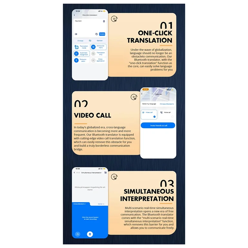 AAAEL-Smart AI Translator Magnetic 138 Languages Simultaneous Interpretation Voice Call Text Photo Video