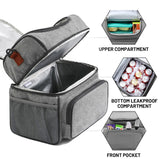 Lunch bag, double-layer insulated lunch box, large refrigerated handbag with detachable shoulder strap, open hot meal preparatio