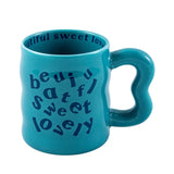 Cartoon english ceramic mug mug mug male and female student couple water mug coffee mug valentine's day gift