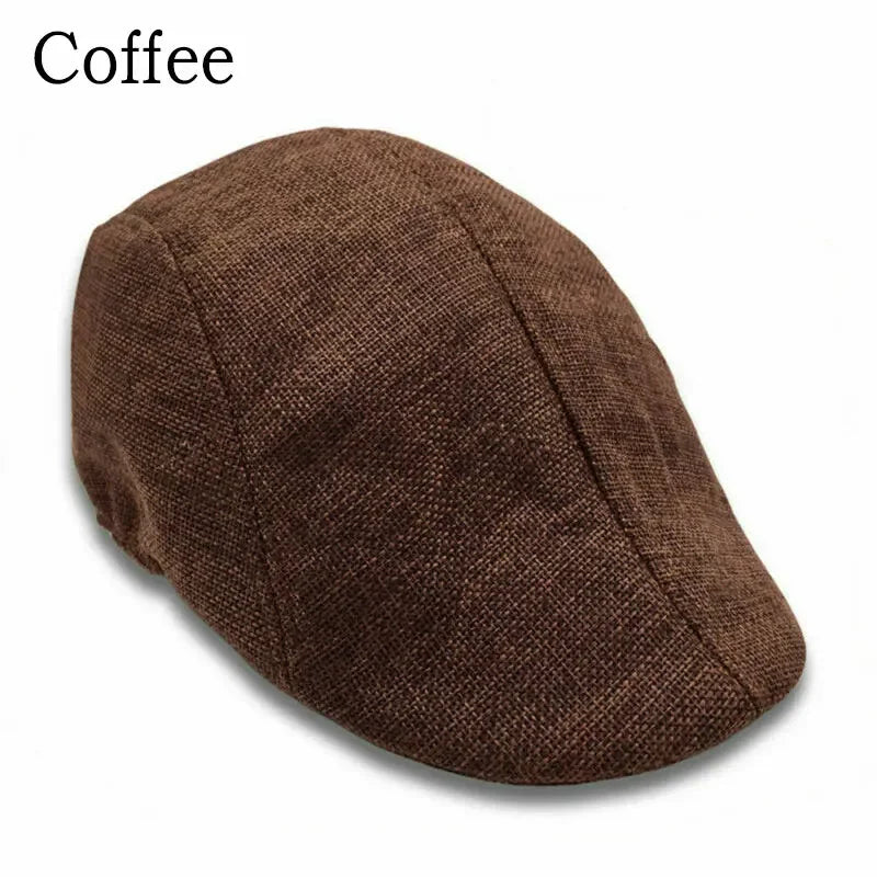 Men Berets Cap British Style 2024 New Autumn Summer Linen Hats Fashion Flat Caps Classic Vintage Cabbie Cap Chapeau Homme