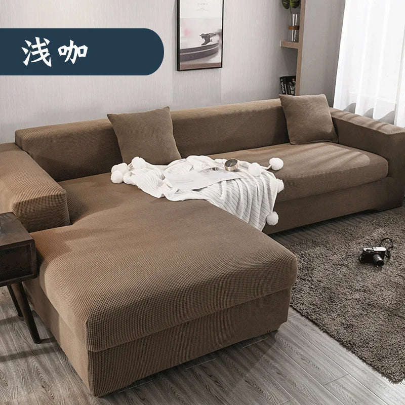 Sofa Cover for Living Room Thick Elastic Polar Fleece 1/2/3/4 Seater L-shaped Corner Sofa Cover for Sofa Chaise Longue