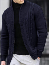 Men's Casual V-Neck Button-Up Cardigan Solid Color Knit Sweater for Fall Winter Machine Washable knitwear coat mens sweater
