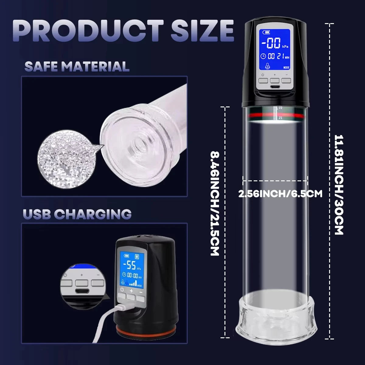 Vacuum pump for automatic penis, 4 suction modes, Vacuum sex toys for male masturbation, penis extender, vacuum pump enlargement