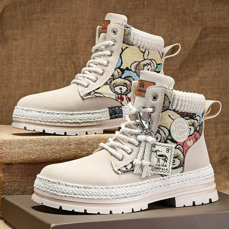 New Men's Winter Boots Outdoor Platform Boots 2023 Designer Men's Shoes Comfortable Desert Boots Street Style Motorcycle Boots