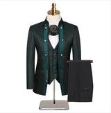 2025 New Wedding Host Performance Men's Suit Dress Three-piece Botanical Floral Pattern  Blazer  for Men with Pants and Vest