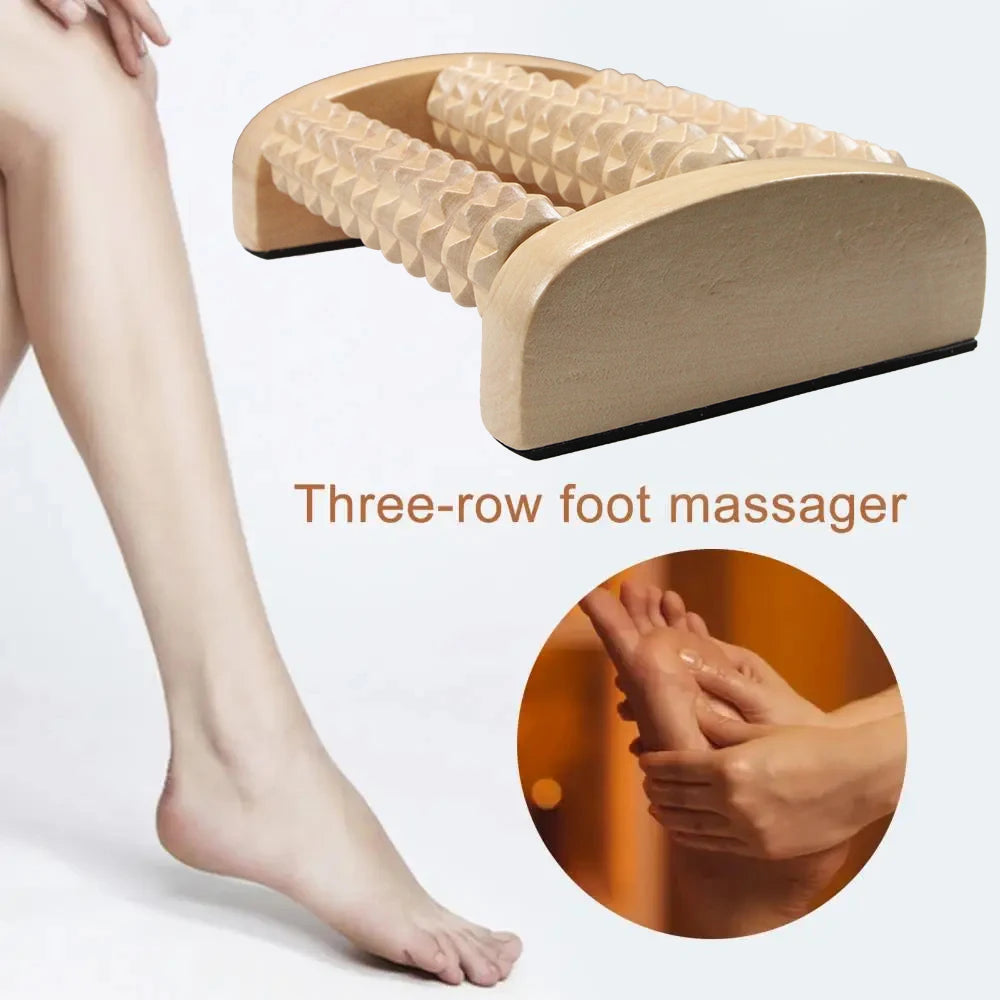 Foot Massage Roller Wood Therapy Acupressure Massager for Relieve Tension, Plantar Fasciitis,Aching Feet,Gain Myofascial Release