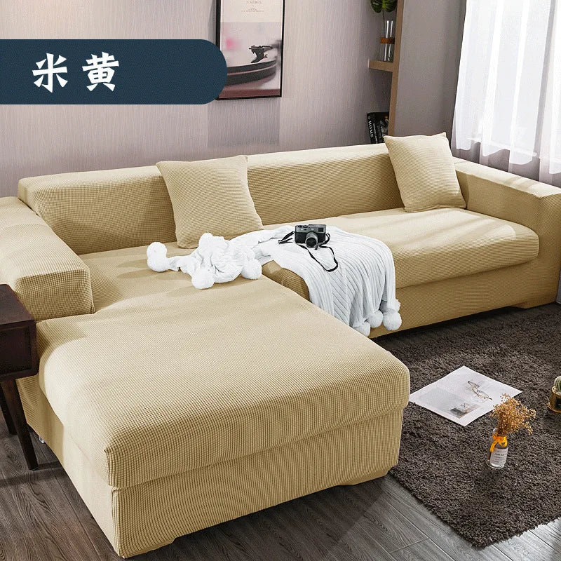 Sofa Cover for Living Room Thick Elastic Polar Fleece 1/2/3/4 Seater L-shaped Corner Sofa Cover for Sofa Chaise Longue