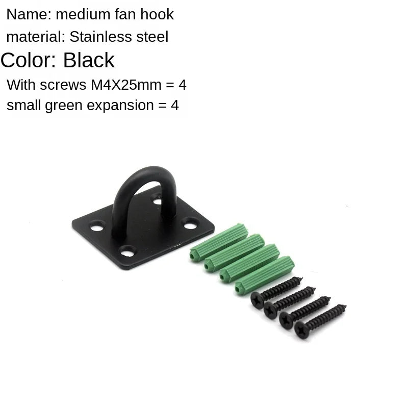 Black Stainless Steel Wall Hook Heavy Duty Fixed Pad Eye Plate Deck Door Buckle U/J-Shaped Heavy Duty Ceiling Mount Hanger
