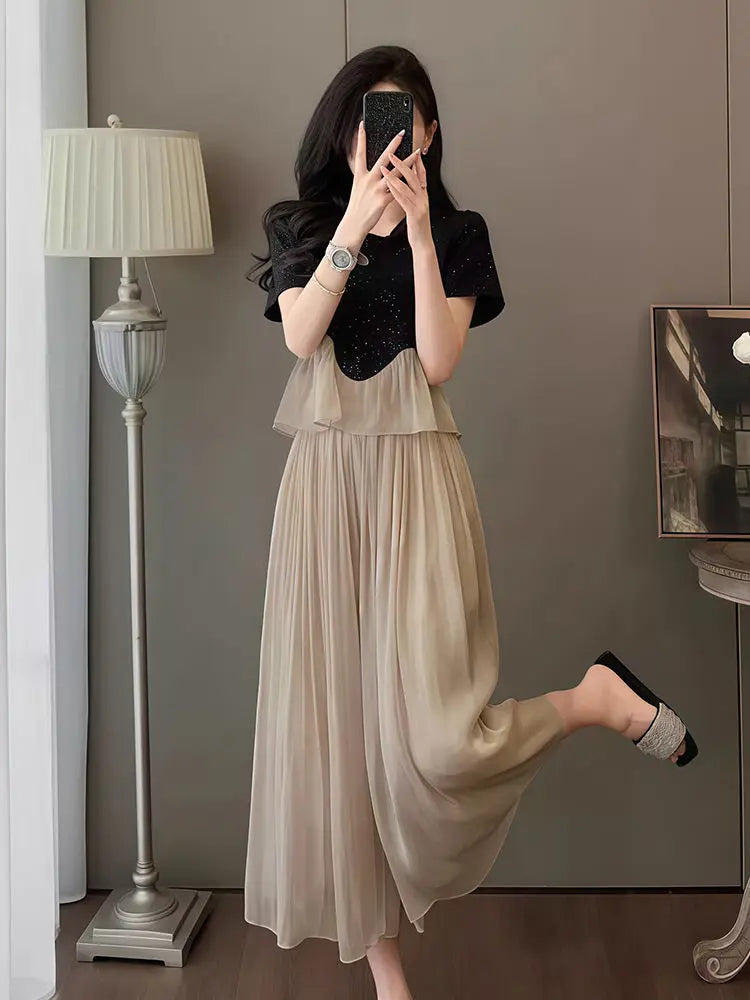 Pant Sets for Women 2 Pieces Ruffle Top and Bottom Promotion With Sleeve Luxury Full Outfit Cheap Cozy Trousers Woman Large Size
