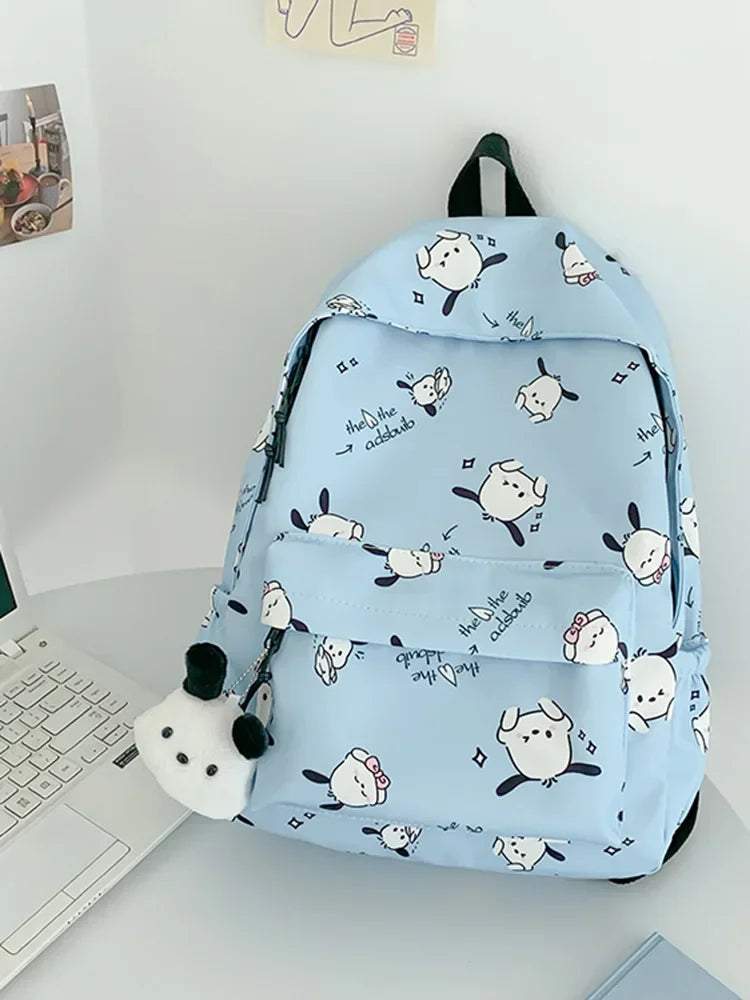 Sanrio Pochacco Travel Backpack Cute Kawaii College Bag Fashion Large Capacity Simple Printed Backpack Girl Heart Cute Backpack