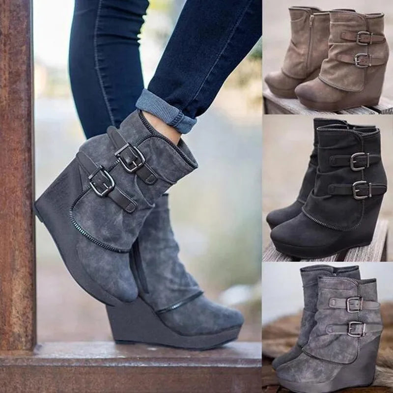 2022 New Autumn Winter chunky Ankle boots Women's warm boots Handmade fashion retro boots Mom Boots Ladies Boots
