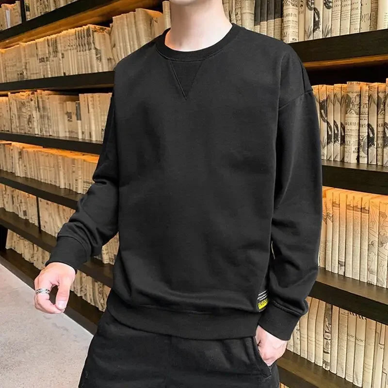 T Shirts for Men Plain Smooth Pullover Unicolor Tops Round Neck Male Clothes Polyester Fashion Trends 2024 Japan Y2k Sweatshirts