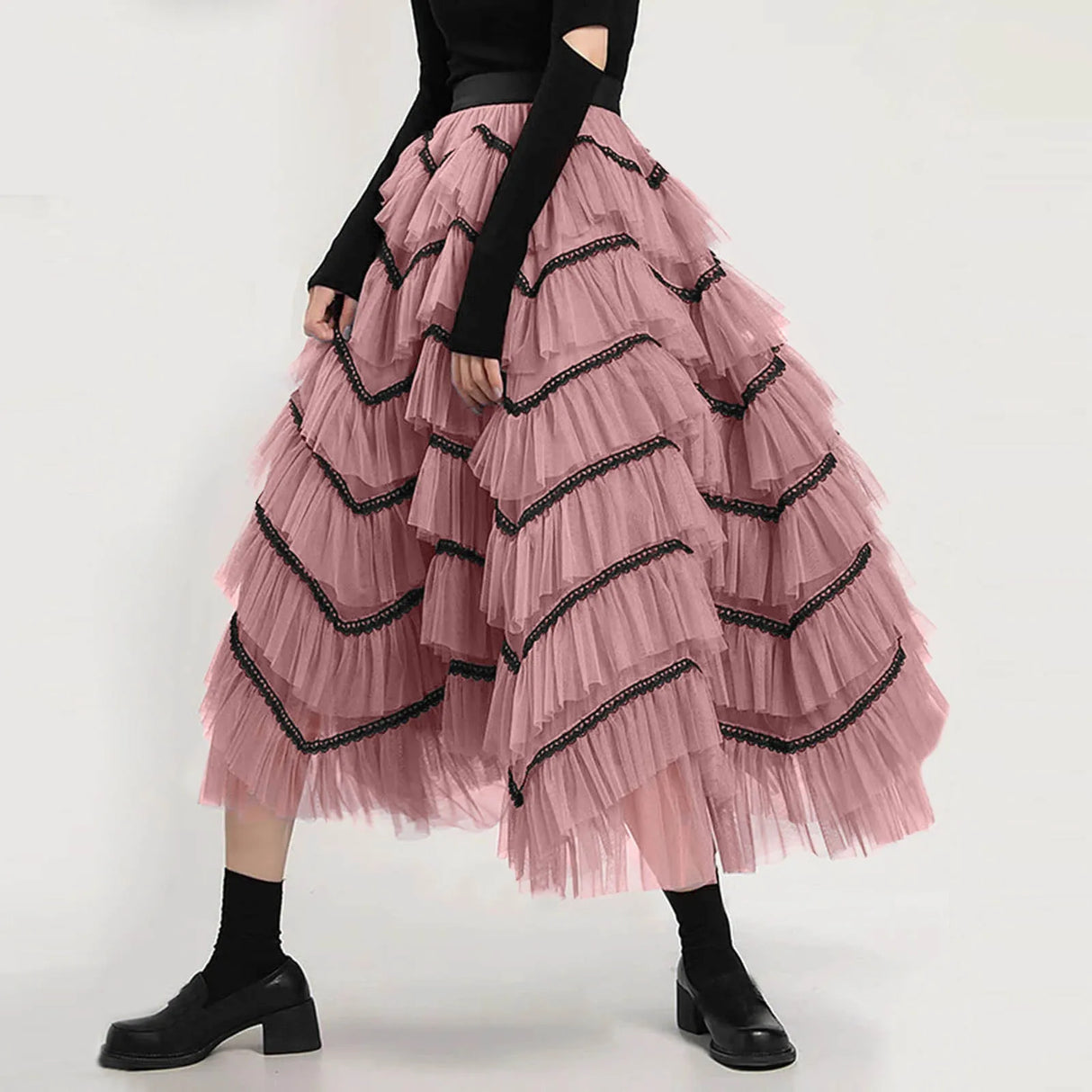 Skirts For Women Mid Length Skirt Dance Party A Line Skirts For Women Summer Plus Size High Waisted Lace Tulle Tiered Skirt