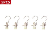 10/5PCS Stainless Steel Clothespins Laundry Clothes Pegs with Hook Pants Hanger Portable Hanging Clips Closet Clothes Organizer