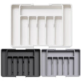 Adjustable Tableware Organizer - Upgradation Plastic Storage Tray with Dividers for Spoons, Forks & Knives Drawer Organizer