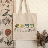 Kawaii Cats Pattern Tote Bags Cats Friendly Market Bag Canvas Tote Bags Gift for Kids Gifts for Children's Day Women Fashion Bag