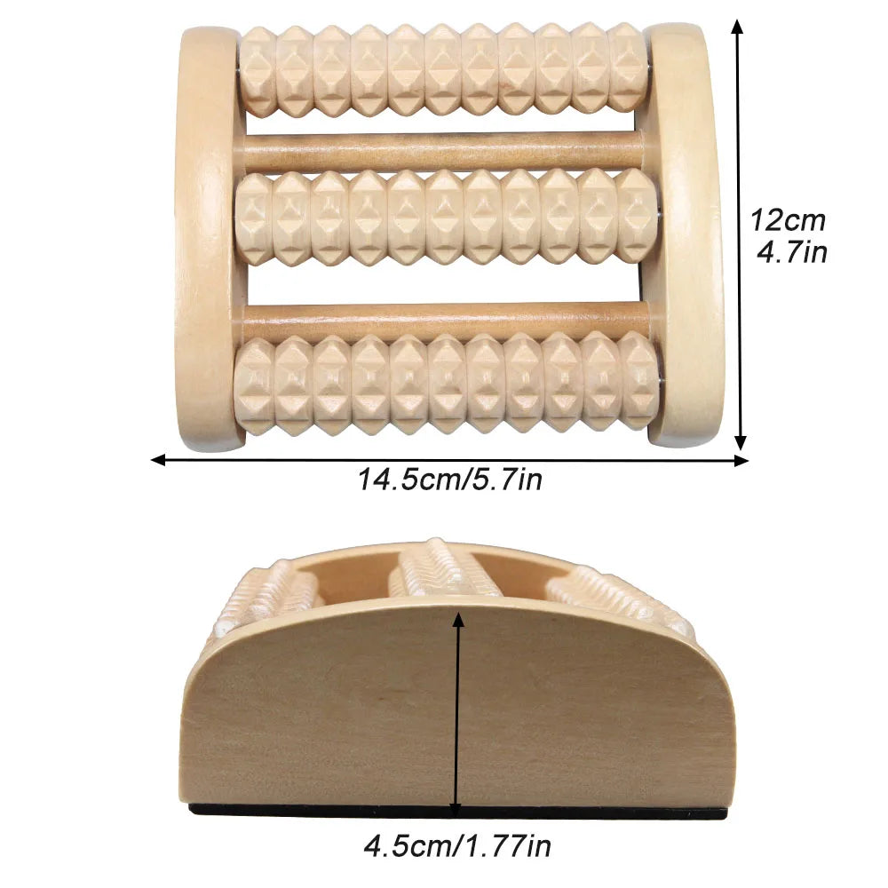 Foot Massage Roller Wood Therapy Acupressure Massager for Relieve Tension, Plantar Fasciitis,Aching Feet,Gain Myofascial Release