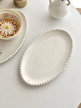 French Ins Ceramic Plates Home Pearl Edge Plates Western Cuisine Dish Home Breakfast Plates Steak Oval Household Tableware