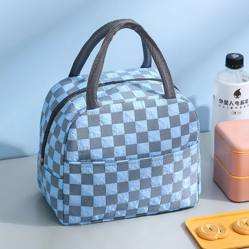 Thermal Lunch Dinner Bag Canvas Handbag Picnic Cooler Bag Travel Breakfast Box for Work Student Convenient Lunch Tote Food Bag
