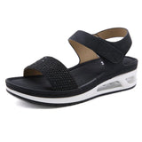 Women Sandals Summer Comfortable Breathable Wedge Sandals Women Casual Sports Sandals Women Rhinestone Face Platform Sandals