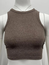 2023 Summer Solid Color Sleeveless T Shirt Women's Side Hole Knitted Tops Knitted Tops Basic Wear Streetwear