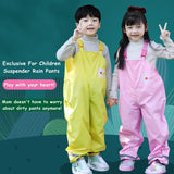 Kids Rain Gear Ultra-light Waterproof Children Strap suspender pants and poncho